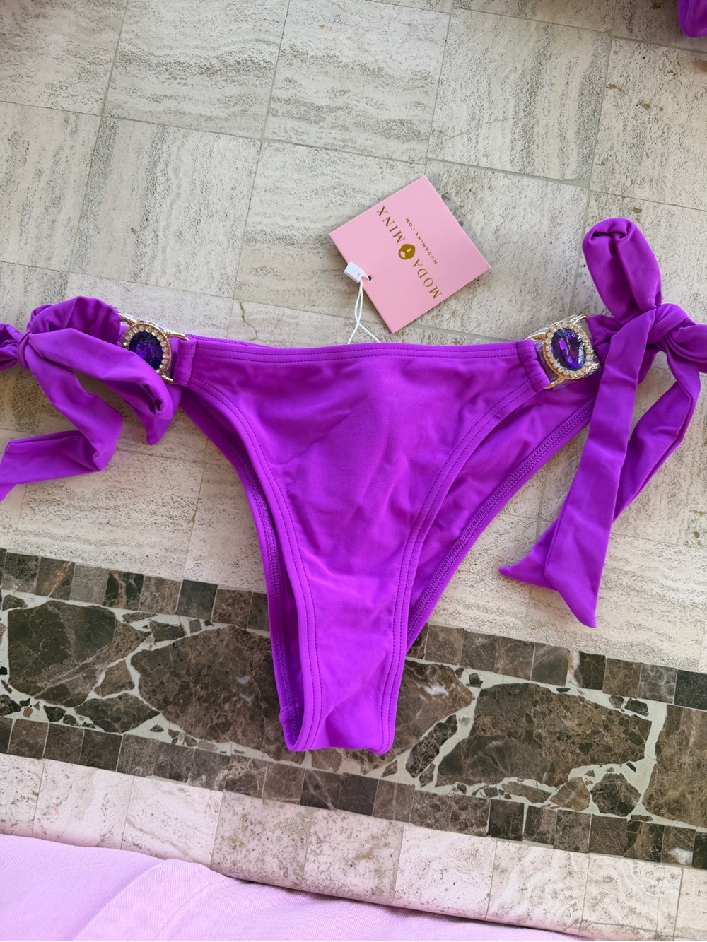 Purple Tie-Side Bikini Bottom - Picture 2 of 8